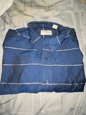 Men's Casual Blue Stripe Button-Down Shirt